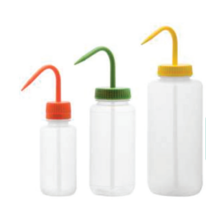 Wash Bottles (LDPE) Premium, Wide Neck, Colored Top